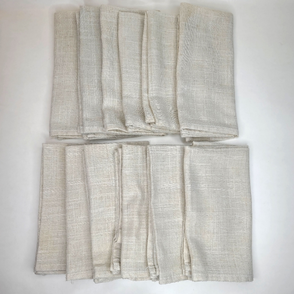 Saro Lifestyle Solid Color Linen Blend Set of 12 Natural, 20"